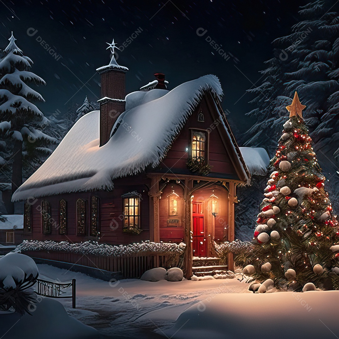 Casa decorada com enfeites de natal