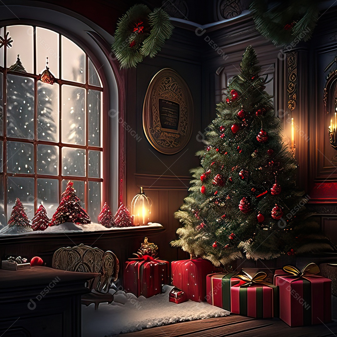 Casa decorada com enfeites de natal