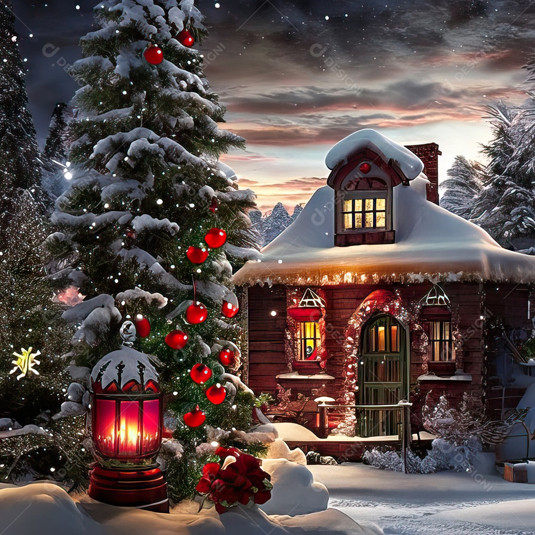 Casa decorada com enfeites de natal