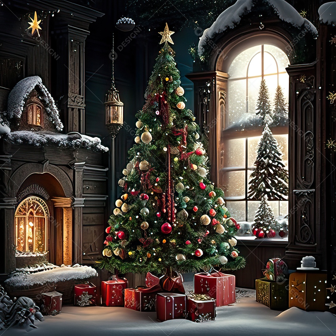 Casa decorada com enfeites de natal