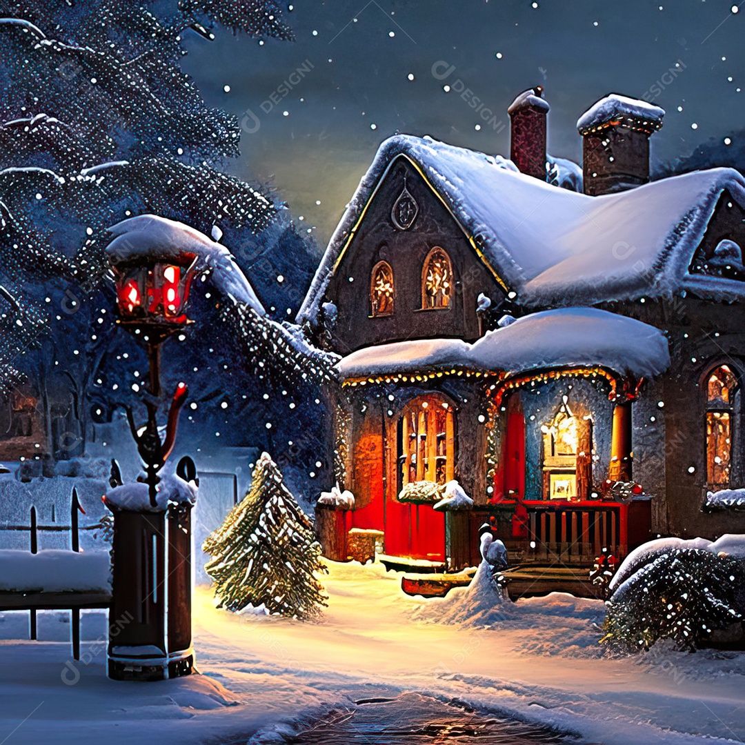 Casa decorada com enfeites de natal