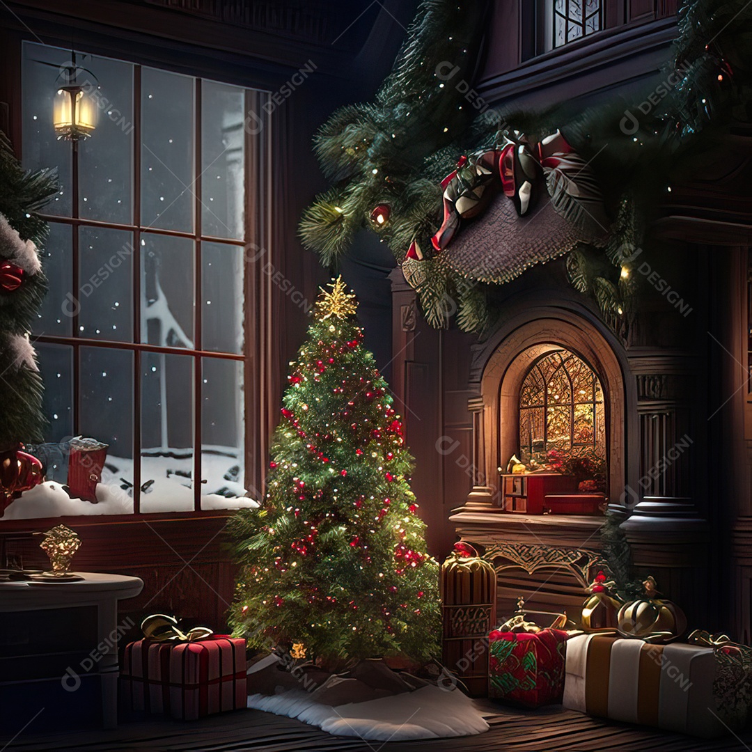 Casa decorada com enfeites de natal