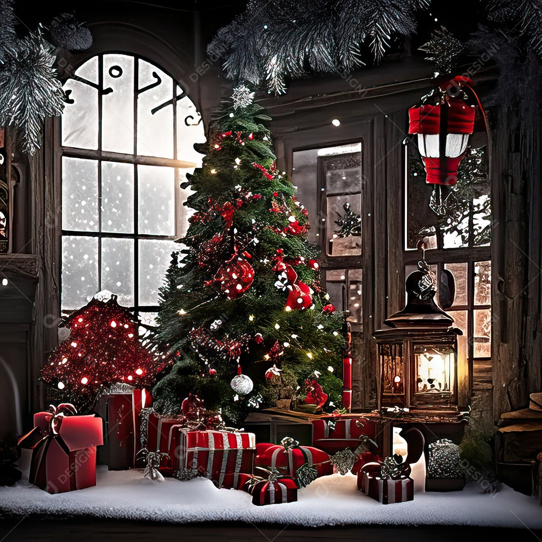 Casa decorada com enfeites de natal