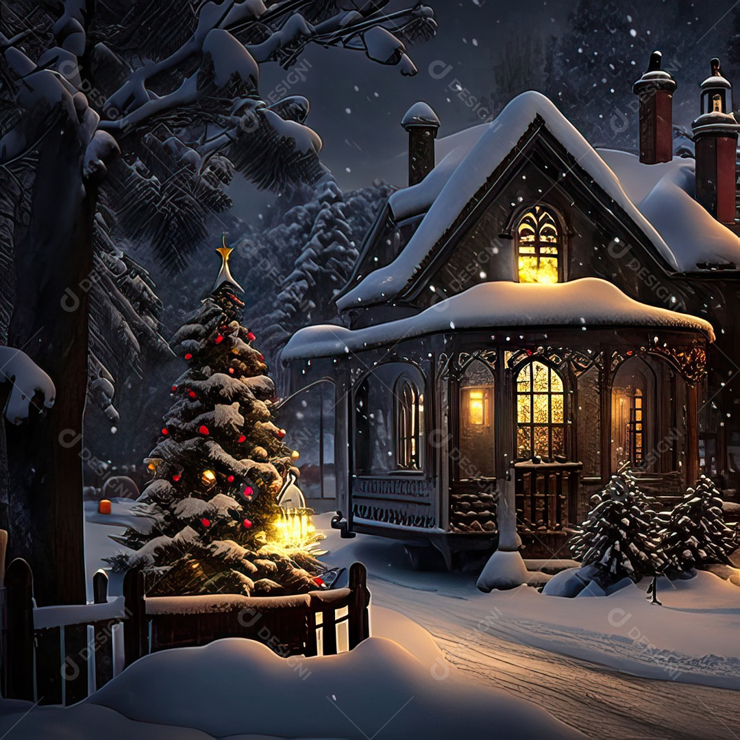 Casa decorada com enfeites de natal