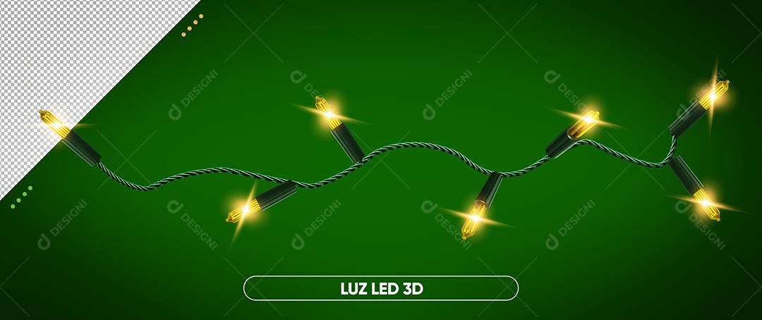 Luzes Pisca Pisca Verde 3D de Natal Elemento para Composição PSD