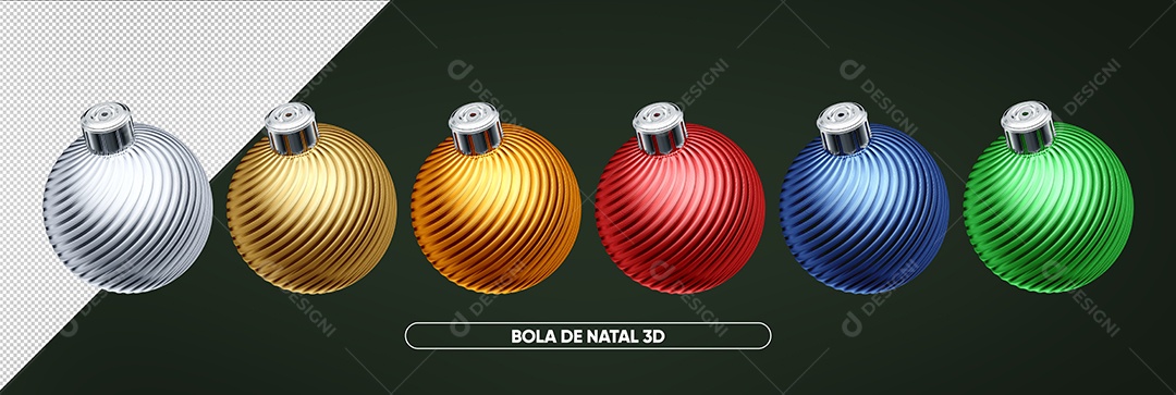 Bolas De Natal 3D Coloridas Elementos para Composição PSD