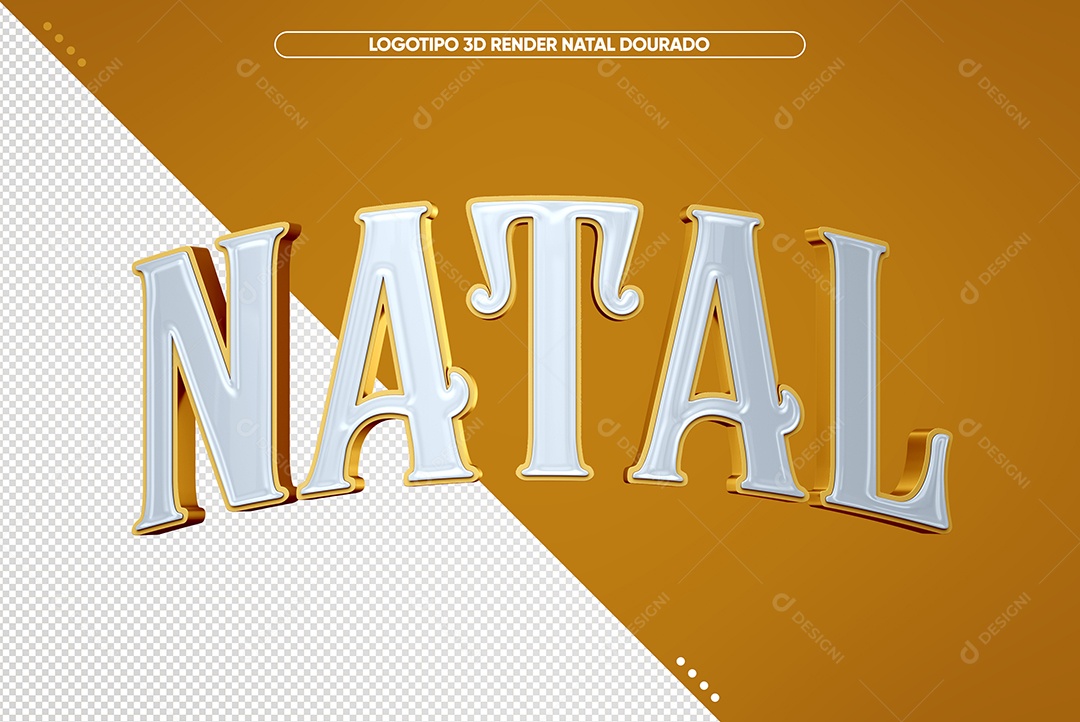 Natal Texto 3D Branco e Amarelo Queimado para Composição PSD