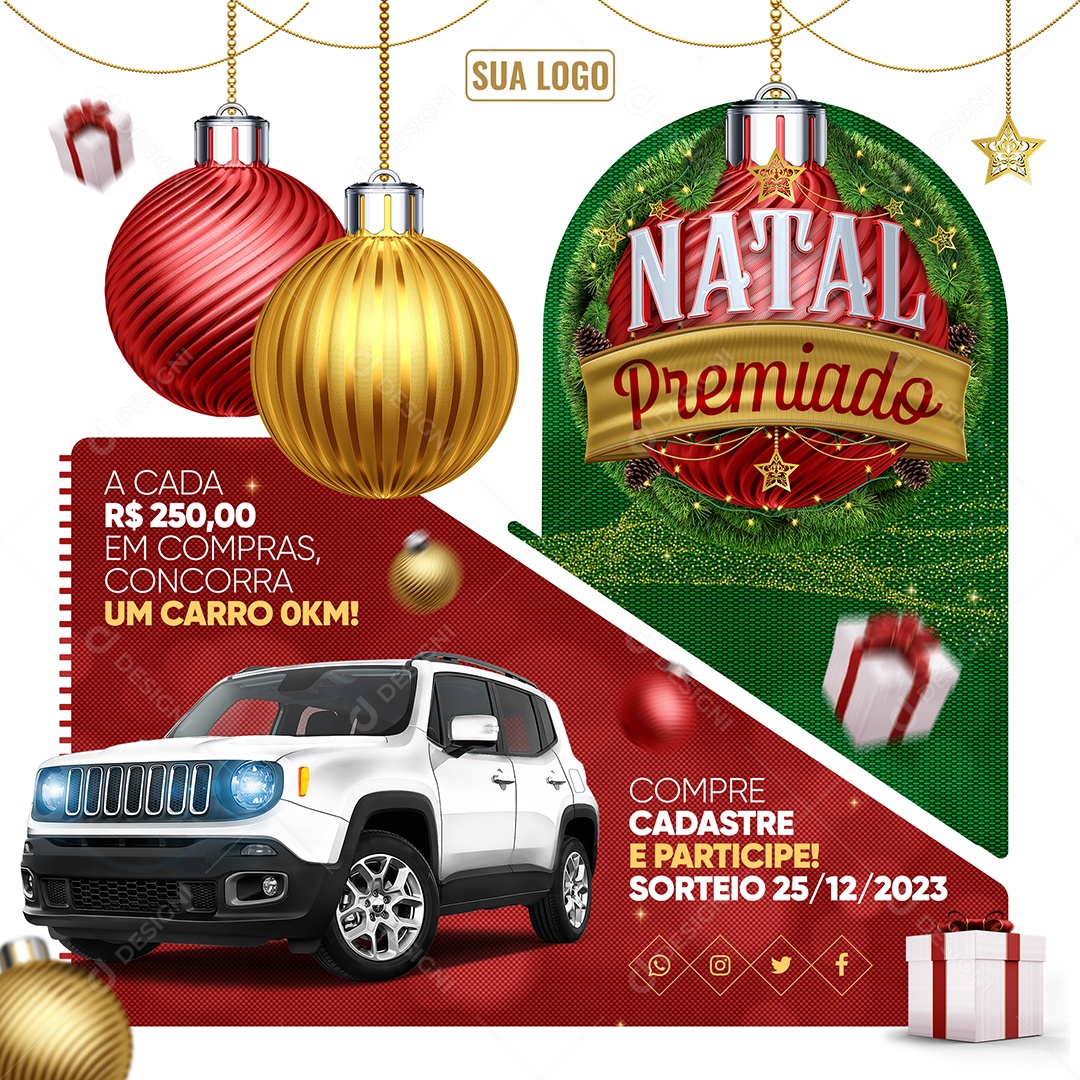 Concessionária Natal Premiado A Cada 250 em Compras Concorra um Carro 0Km Social Media PSD Editável