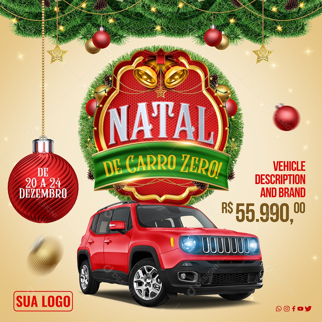 Concessionária Natal De Carro Zero Social Media PSD Editável