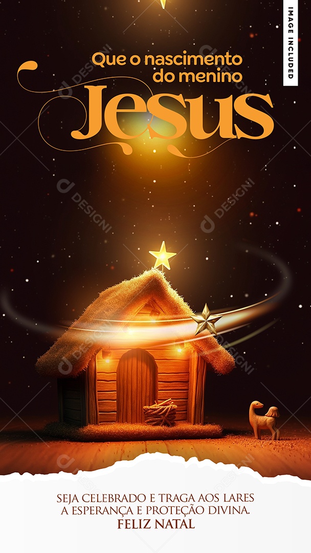 Story Feliz Natal Que o Nascimento do Menino Jesus Seja Celebrado e Traga aos Lares a Esperança Social Media PSD Editável