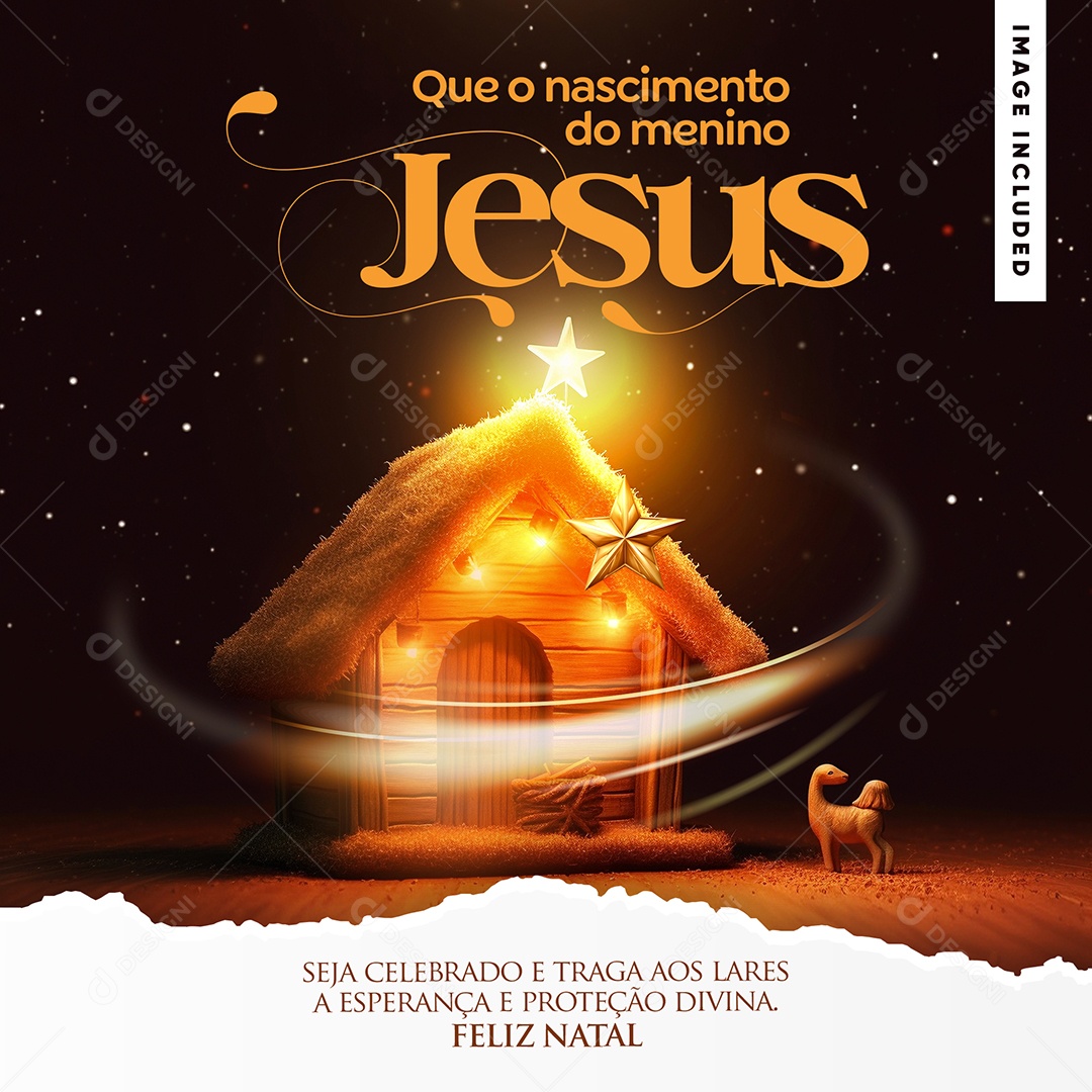 Feliz Natal Que o Nascimento do Menino Jesus Seja Celebrado e Traga aos Lares a Esperança Social Media PSD Editável