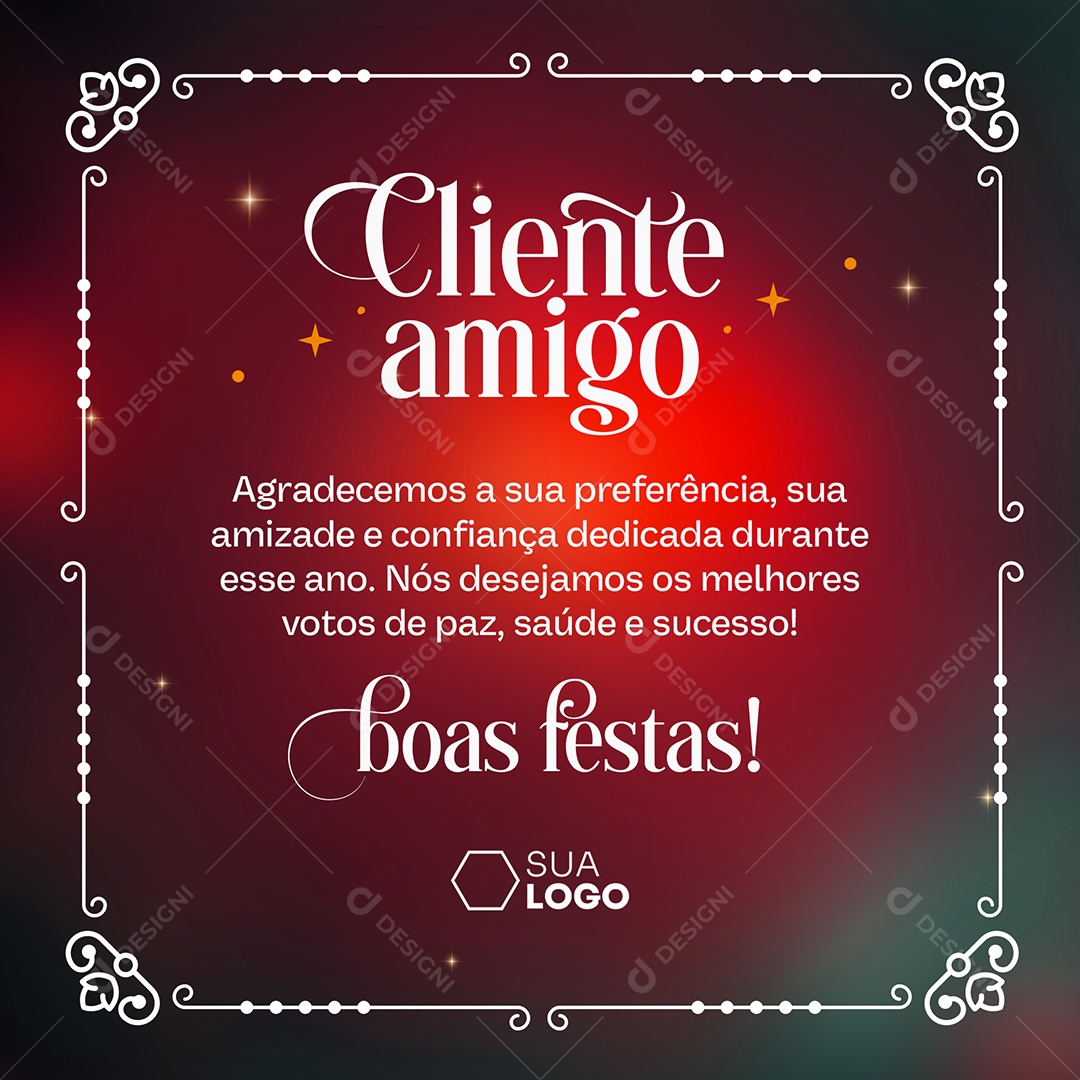 Feliz Natal Cliente Amigo Boas Festas Loja Social Media PSD Editável