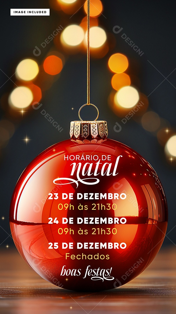 Story Horário de Natal 23 de Dezembro Lojas Social Media PSD Editável