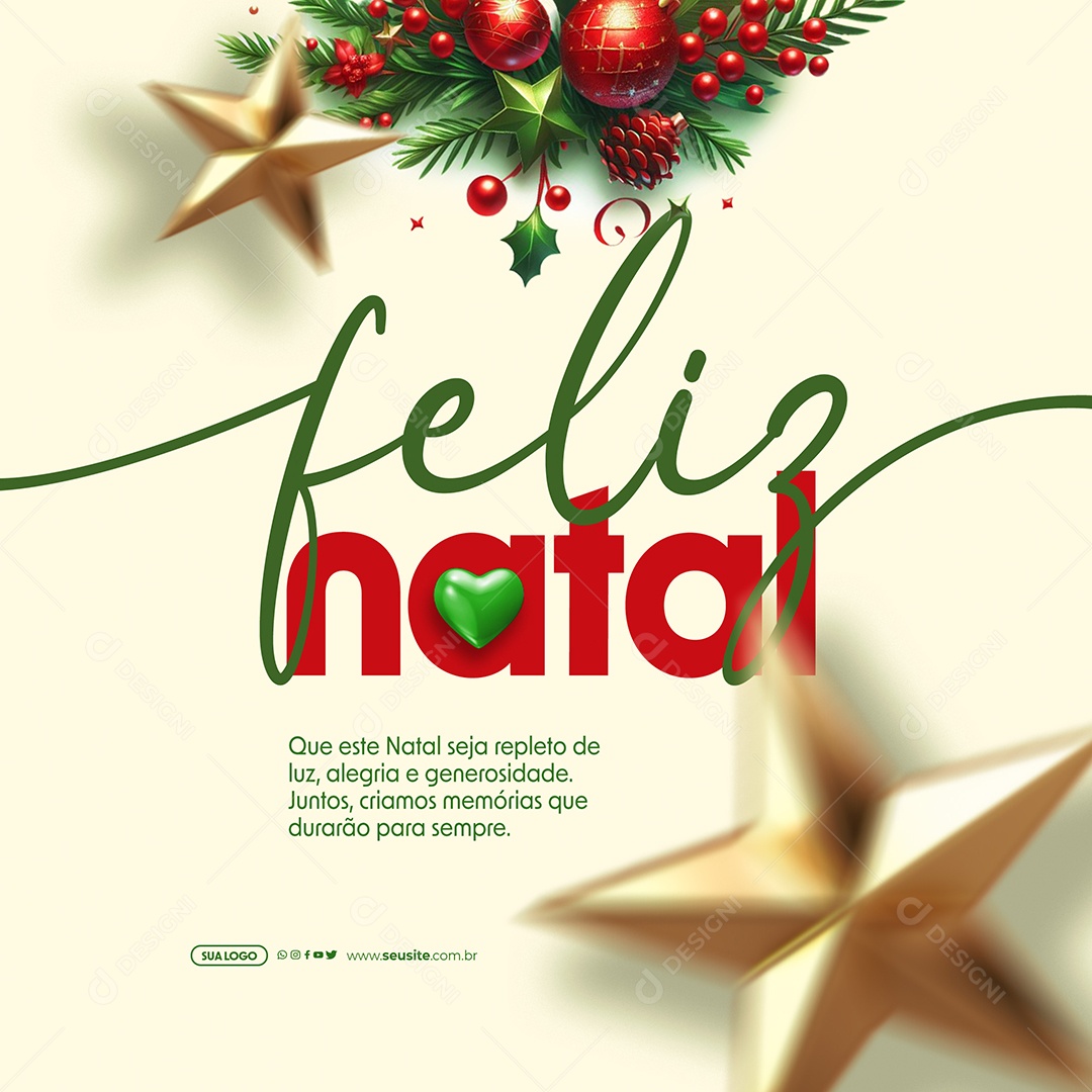 Social Media Feliz Natal Criamos Memórias PSD Editável