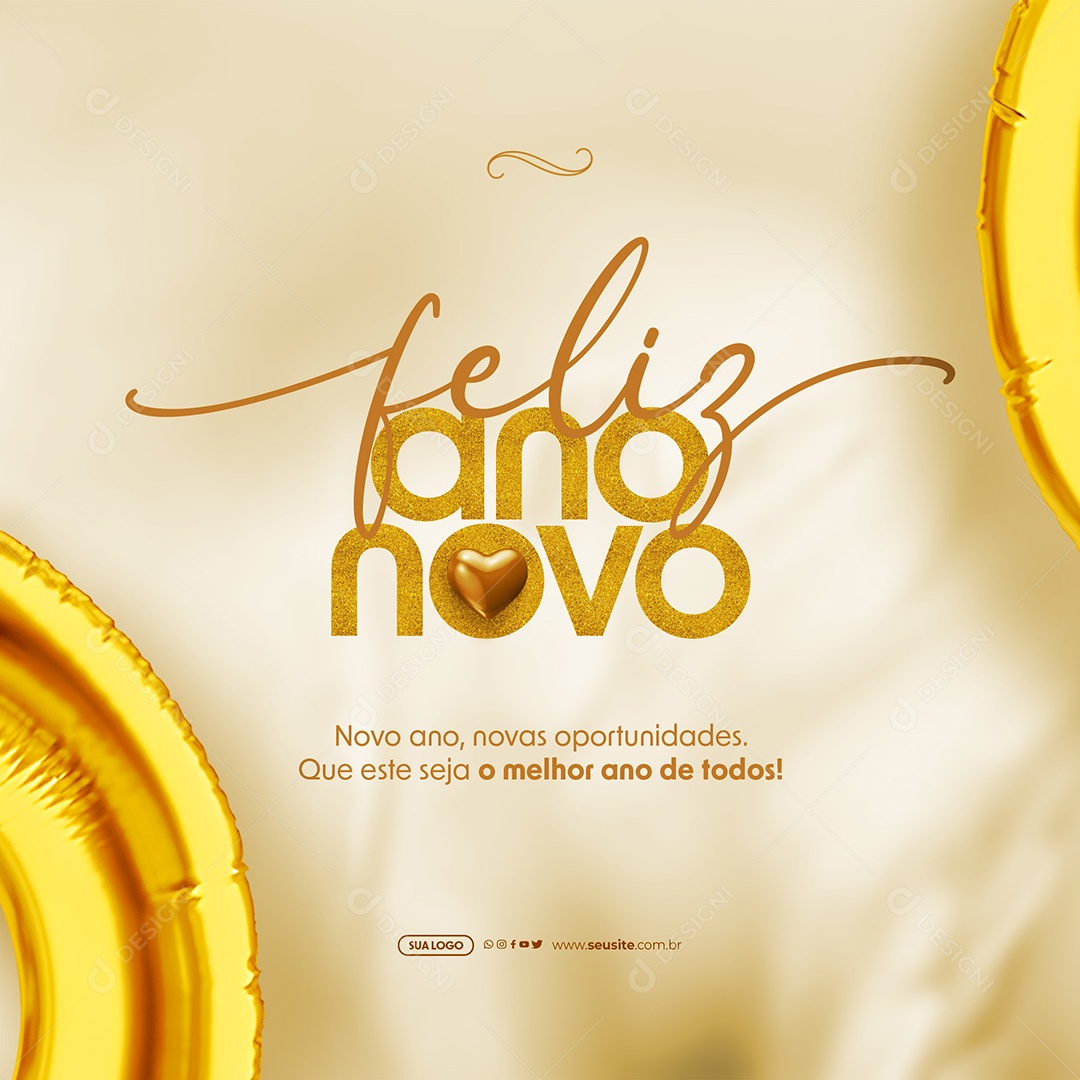 Social Media Feliz Ano Novo o Melhor Ano De Todos PSD Editável