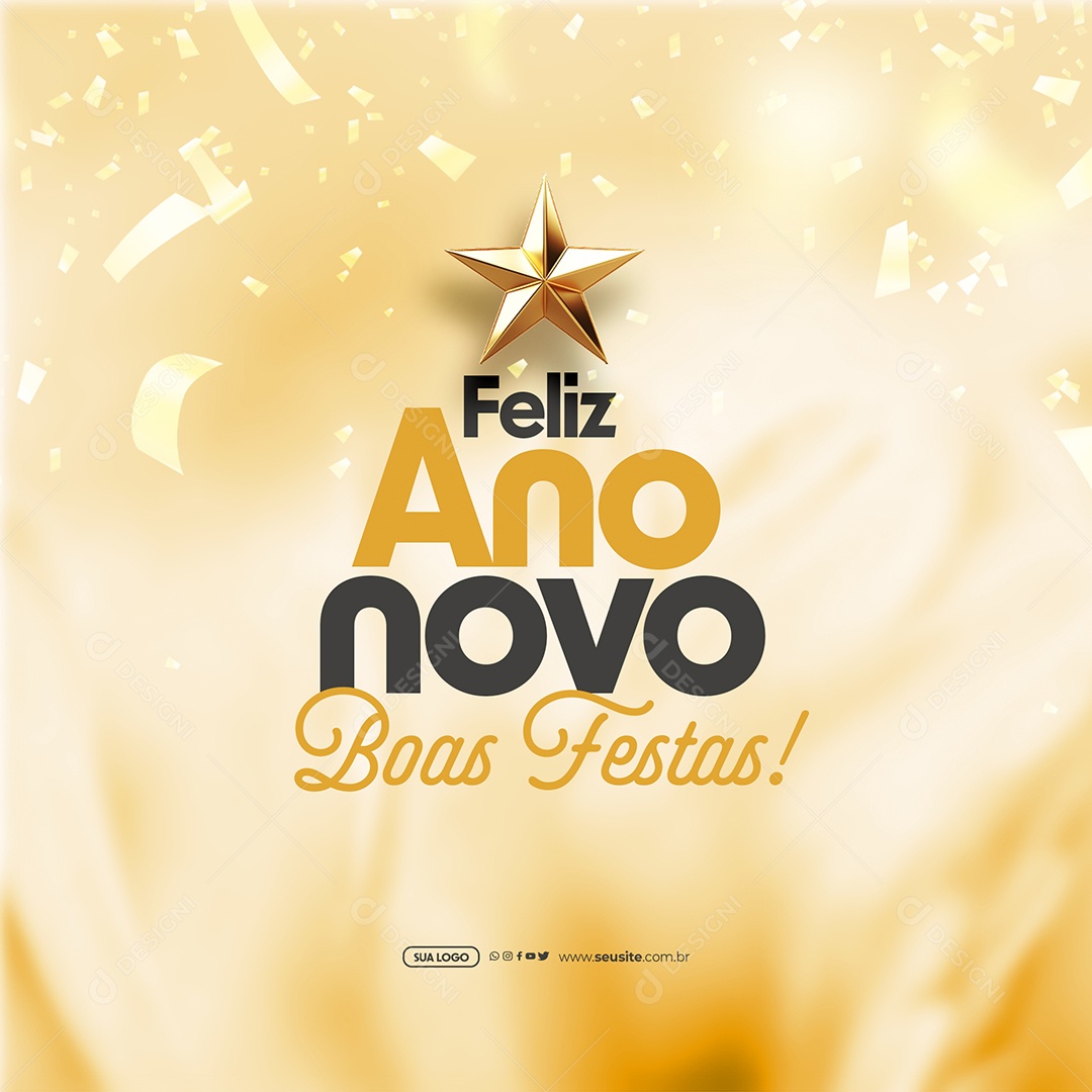 Social Media Feliz Ano Novo Boas Festas PSD Editável