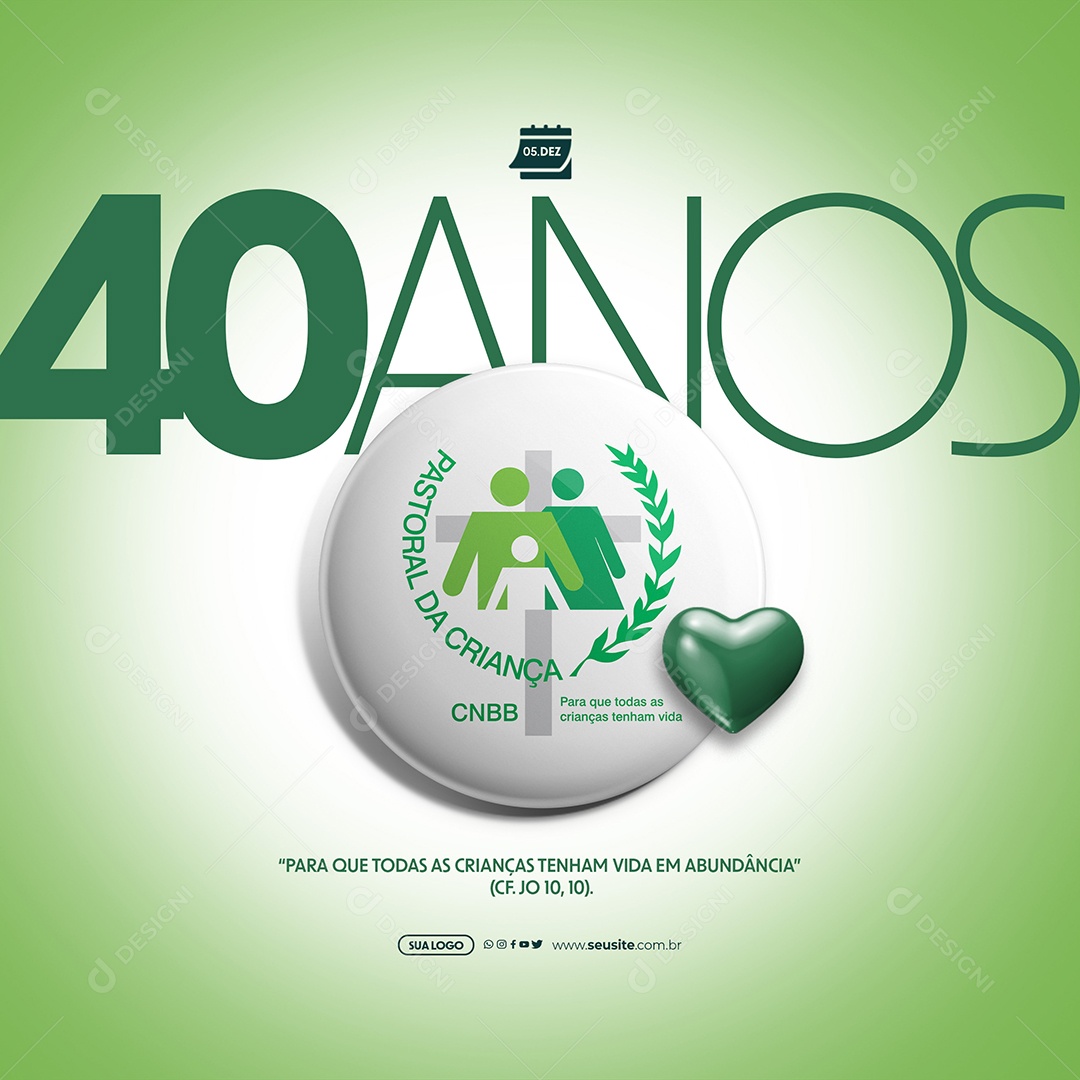 Dia Da Pastoral Da Criança 40 Anos Social Media PSD Editável
