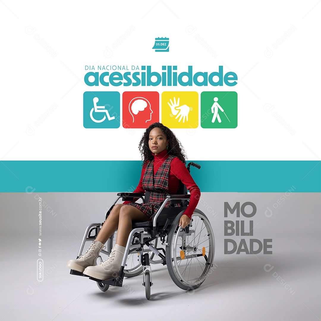Dia Nacional Da Acessibilidade Mobilidade Social Media PSD Editável
