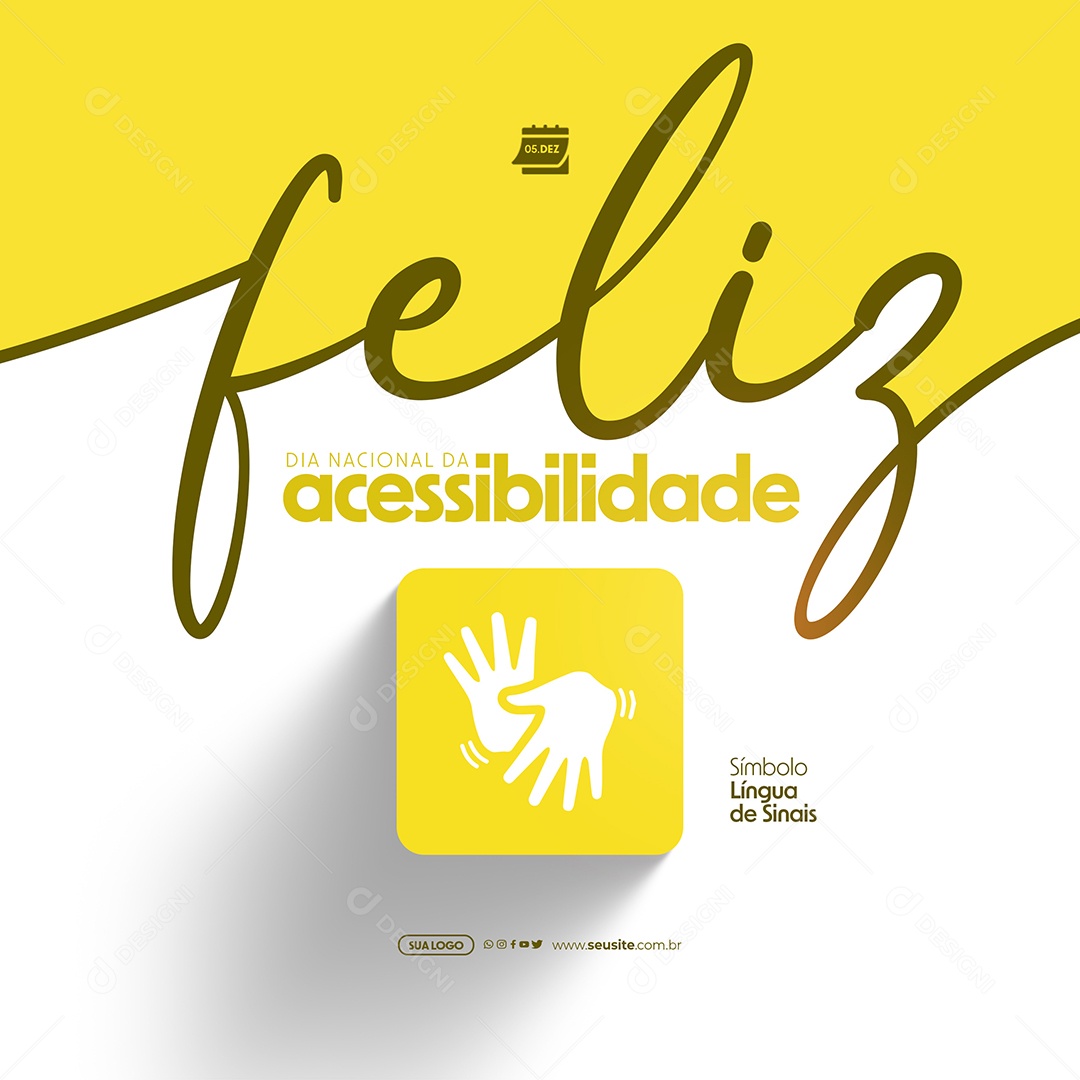 Social Media Dia Nacional Da Acessibilidade Síbolo Língua De Sinais PSD Editável
