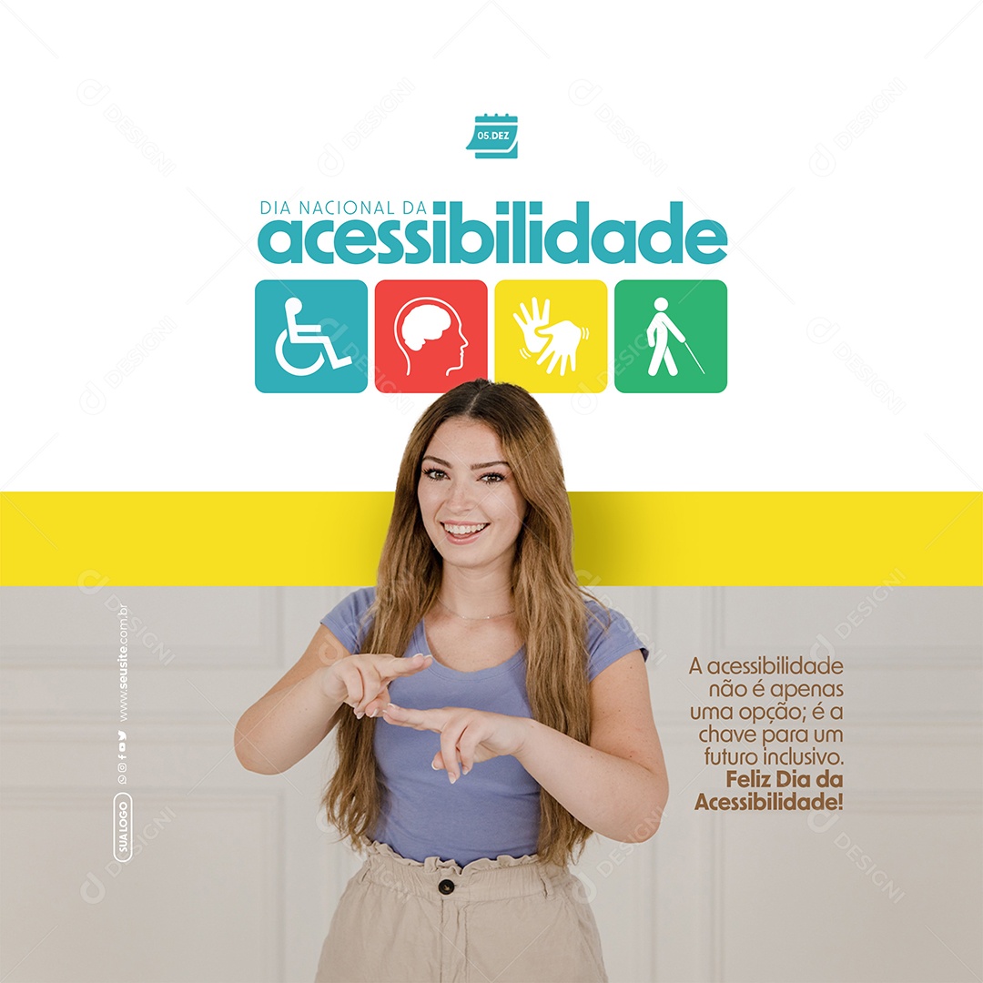 Dia Nacional Da Acessibilidade Futuro Inclusivo Social Media PSD Editável