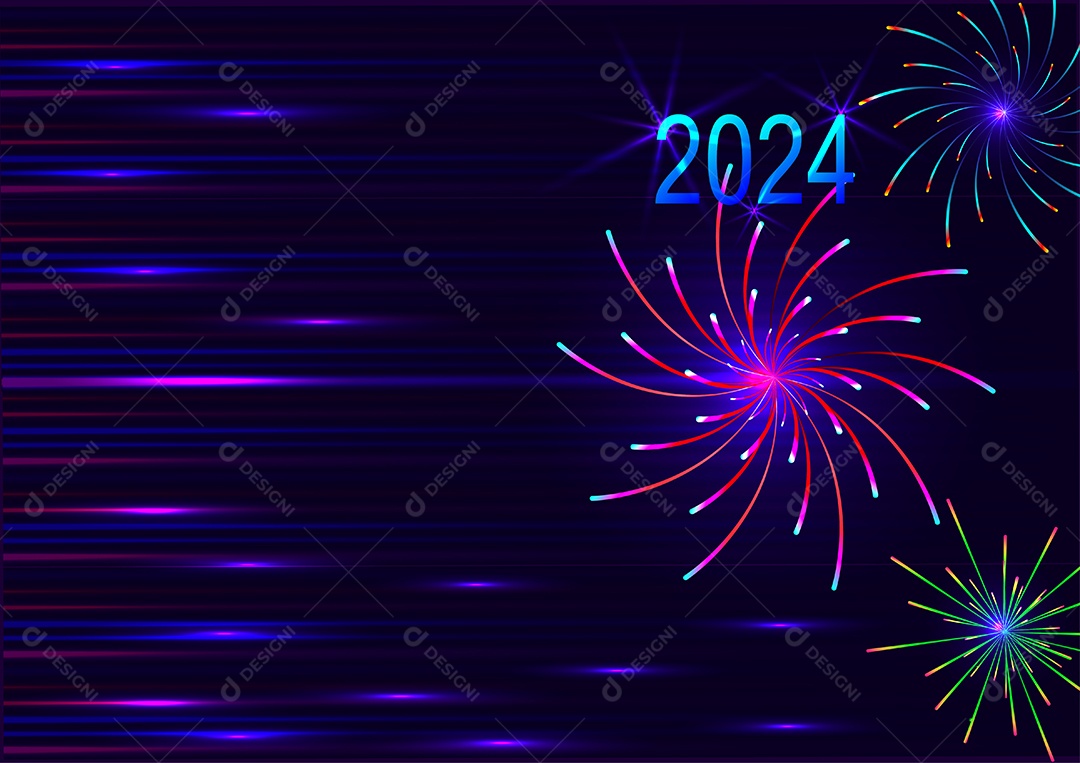Feliz Ano Novo 2024 Ilustração Vetor EPS