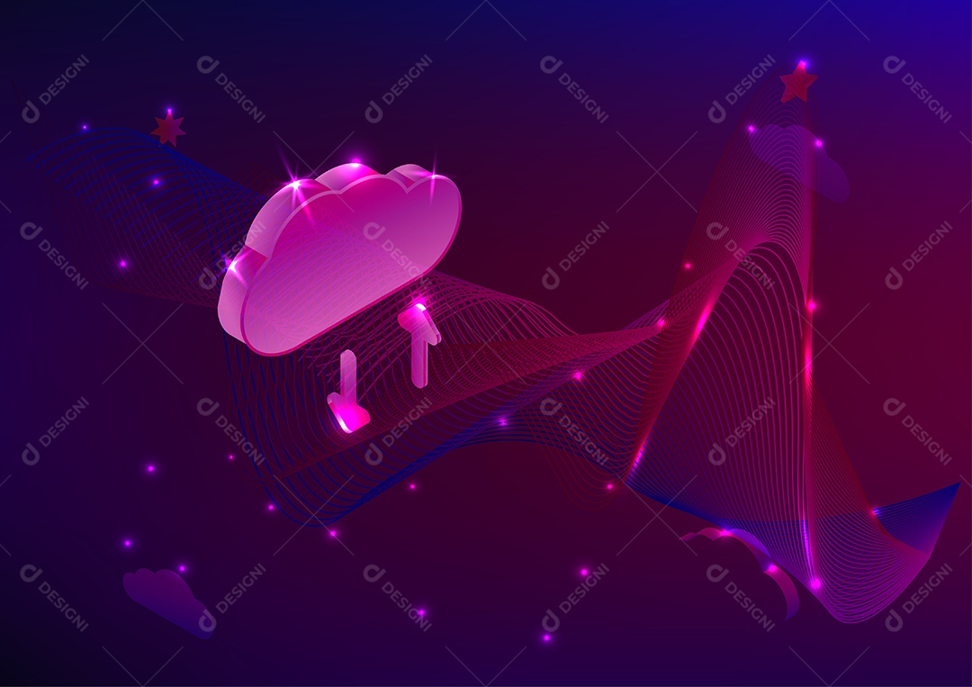 Armazenamento em Nuvem Ilustração Vetor EPS
