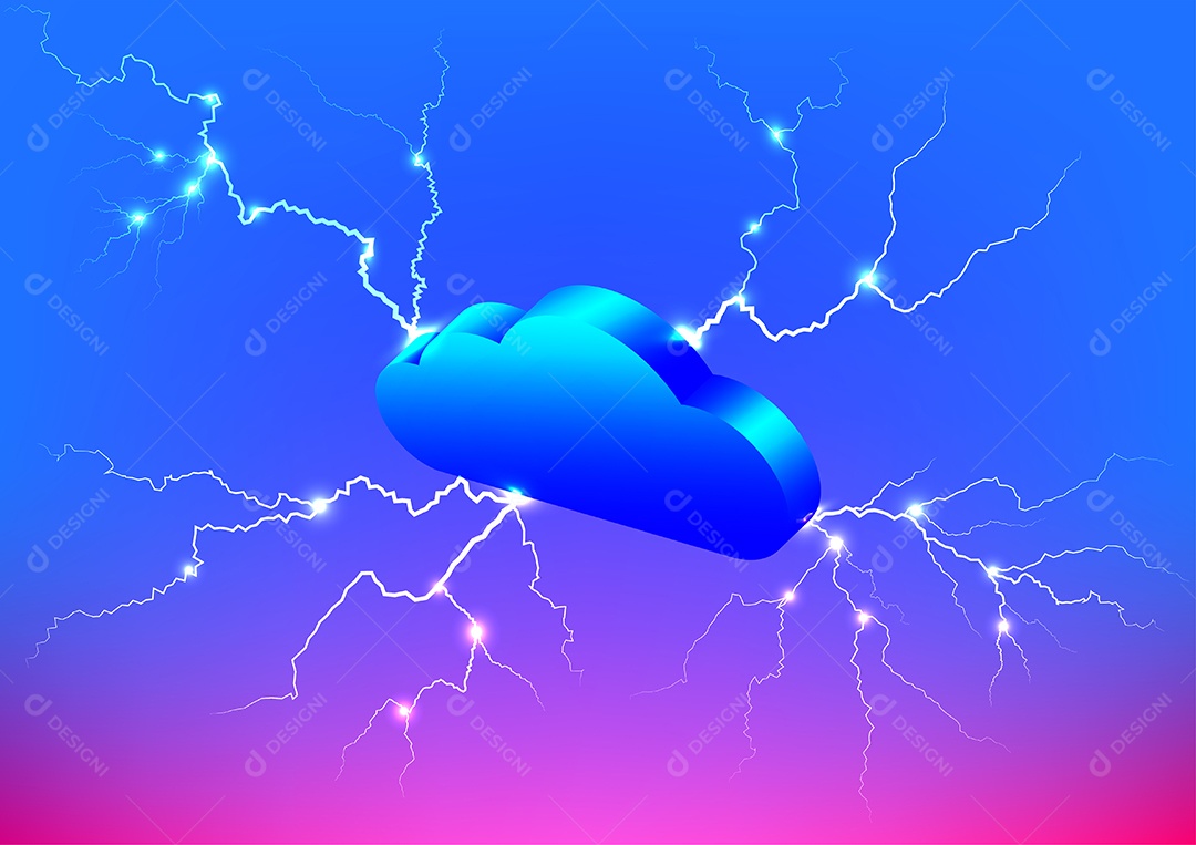 Nuvem Raios Tensão Relâmpago Vetor EPS