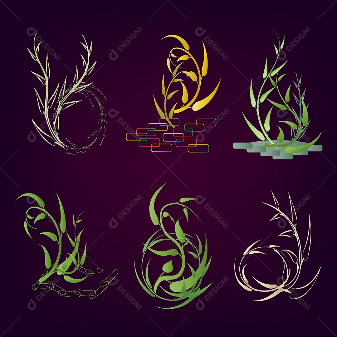 Coleção Botânica Ilustração Vetor EPS