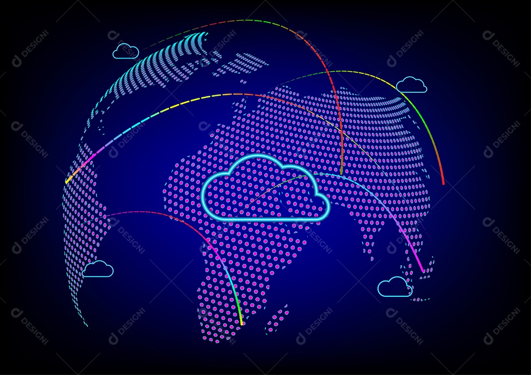 Tecnologia de Comunicação de Rede Global Negócio On-line Vetor EPS