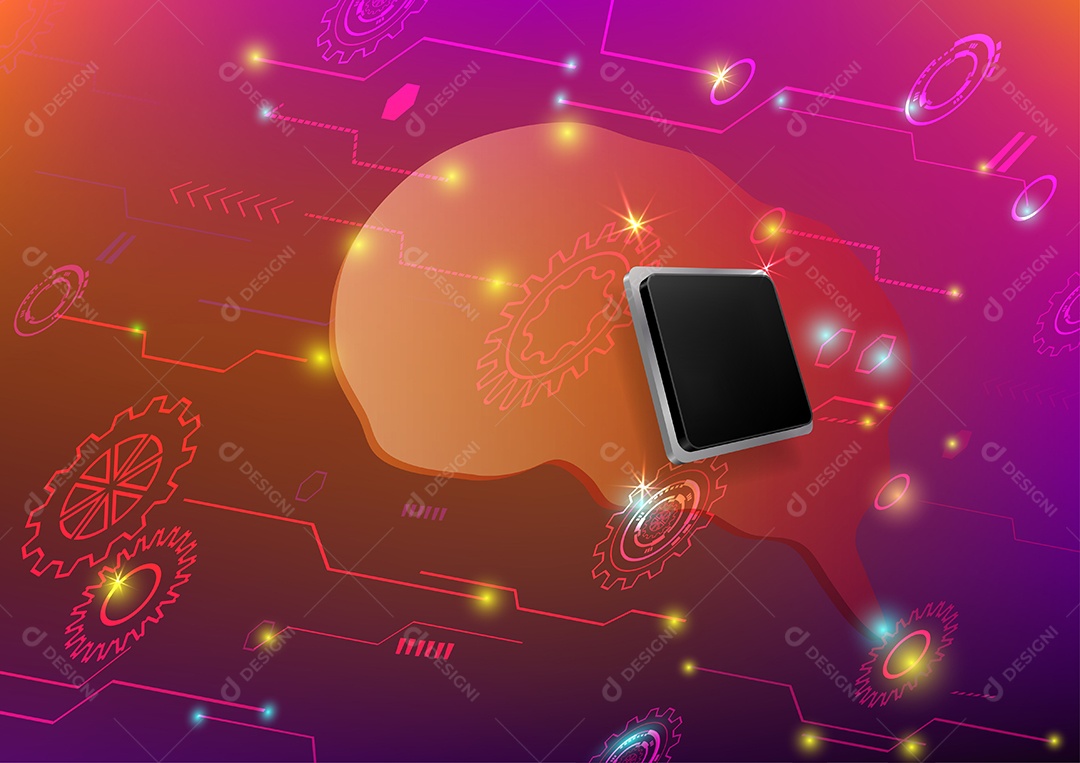 Microchip Robótica Cérebro Rede Inteligente Vetor EPS