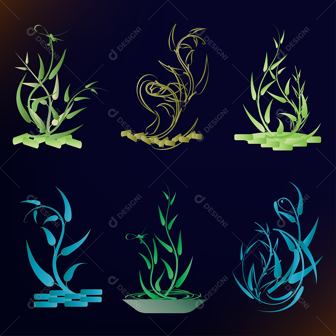 Conjunto de Decoração de Plantas Estéticas Botânicas Vetor EPS