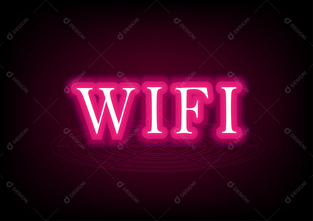 Texto Neon Rosa Wifi Ilustração Vetor EPS