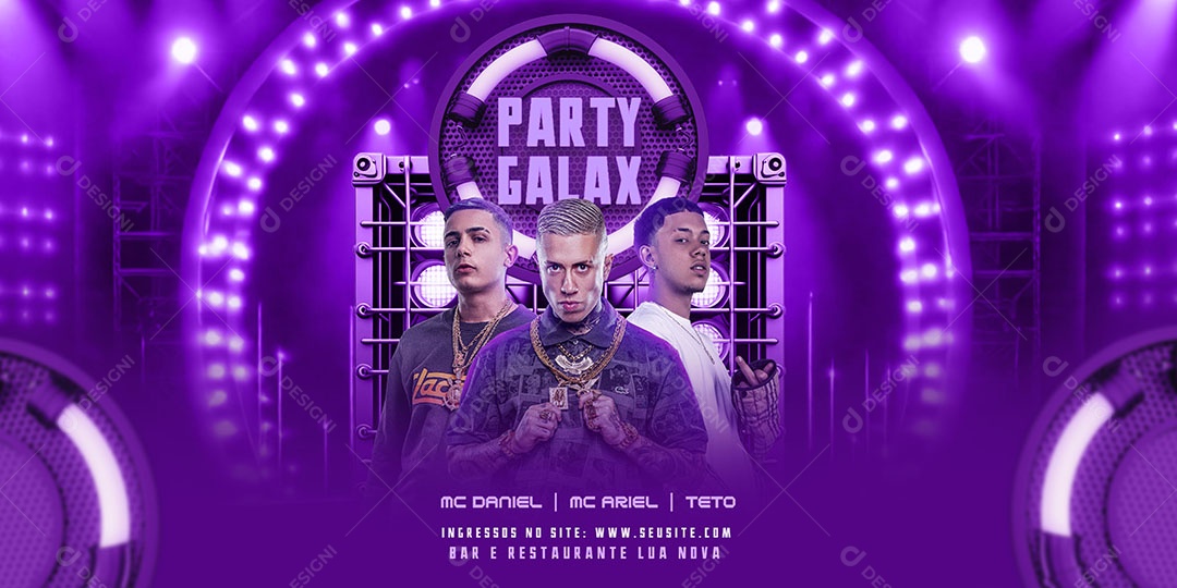 Social Media Flyer Banner Party Galax Funk PSD Editável