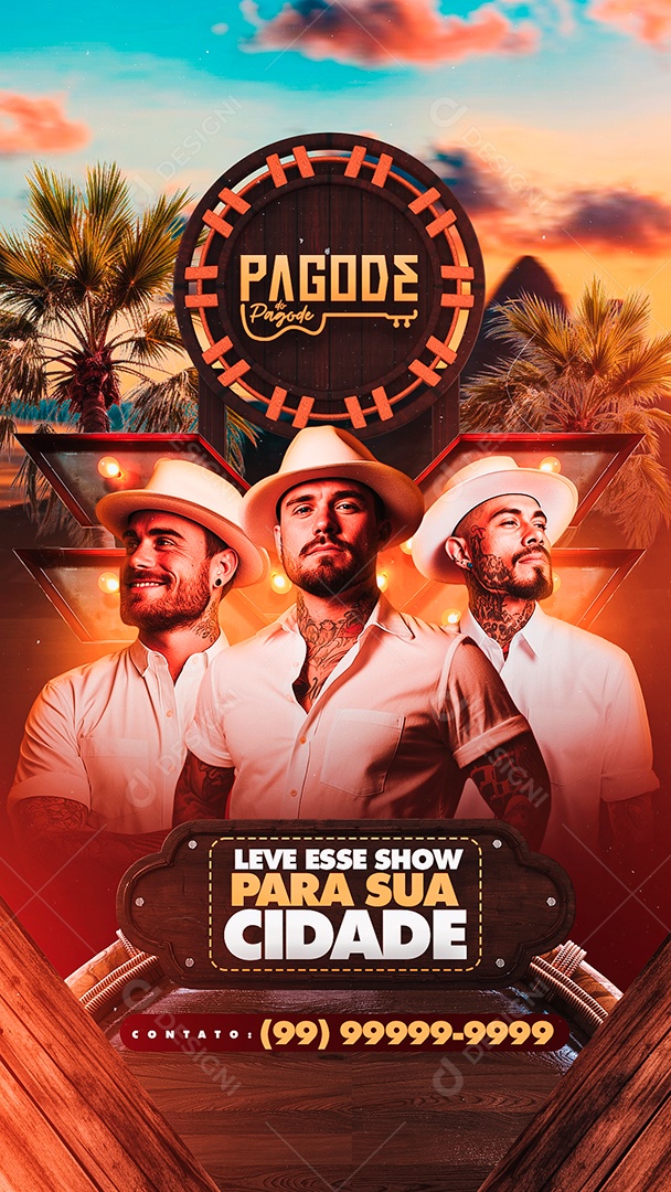 Story Flyer Pagode do Pagode Leve esse Show para Sua Cidade Social Media PSD Editável