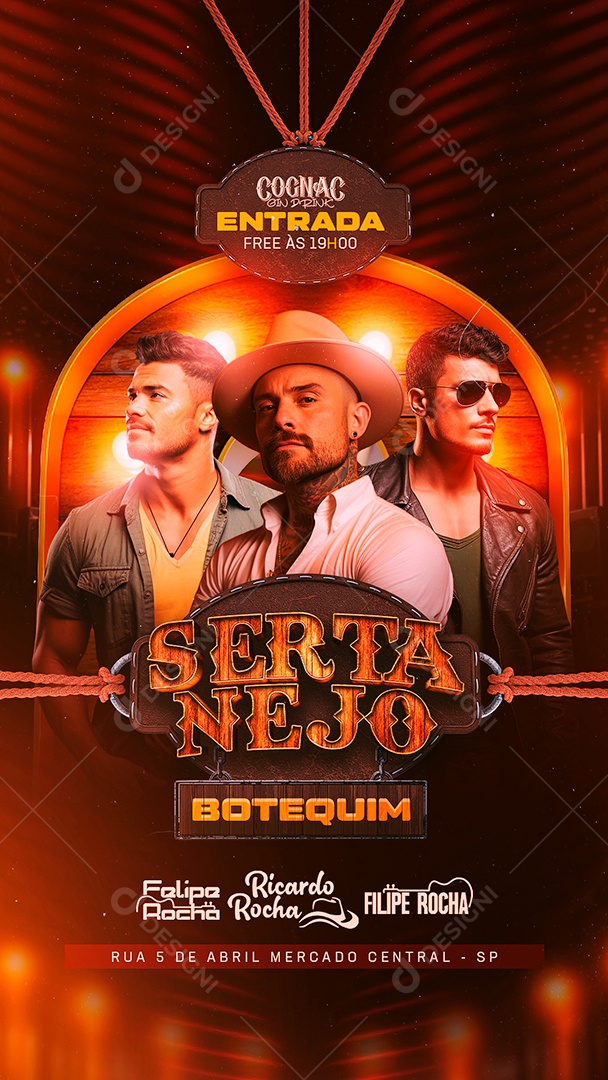 Story Flyer Sertanejo Botequim Felipe Rocha Ricardo Rocha Filipe Rocha Social Media PSD Editável
