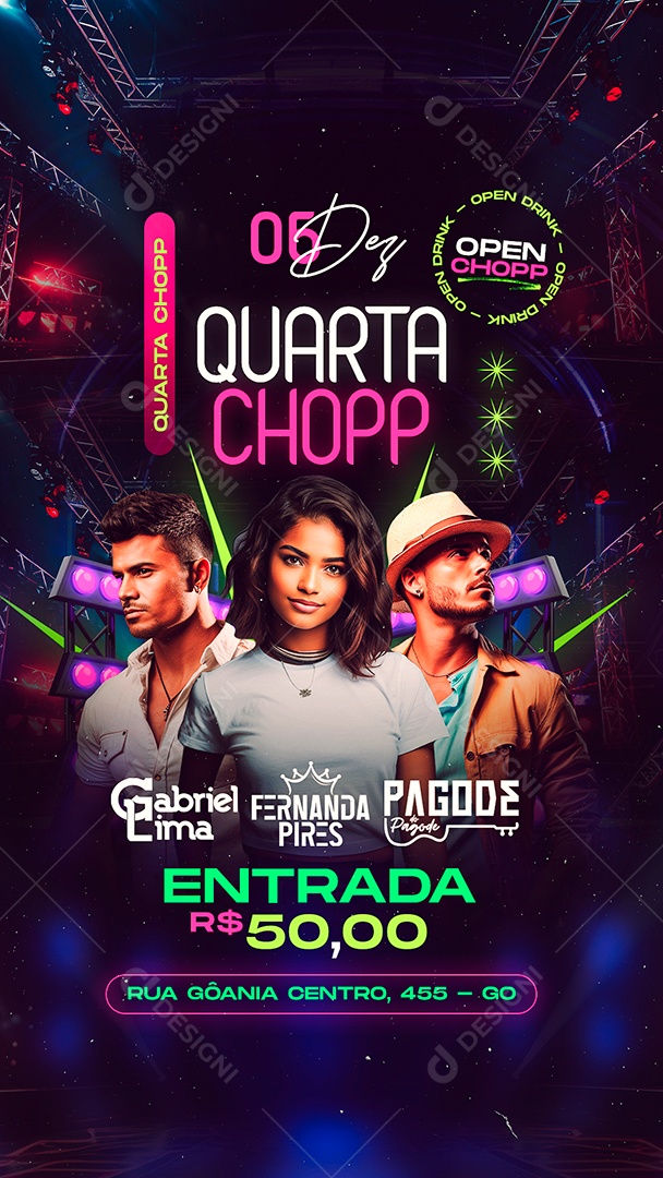 Story Flyer Quarta Chopp Gabriel Lima Fernanda Pires Pagode do Pagode Social Media PSD Editável