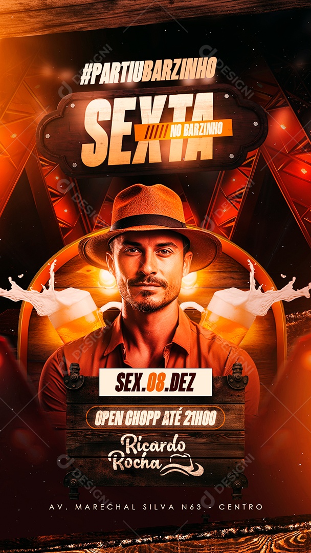 Story Flyer Sexta no Barzinho Ricardo Rocha Social Media PSD Editável