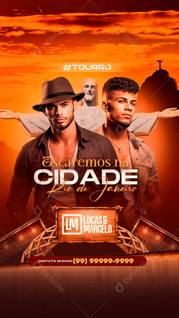 Story Flyer Estaremos na Cidade Rio de Janeiro Lucas & Marcelo Social Media PSD Editável