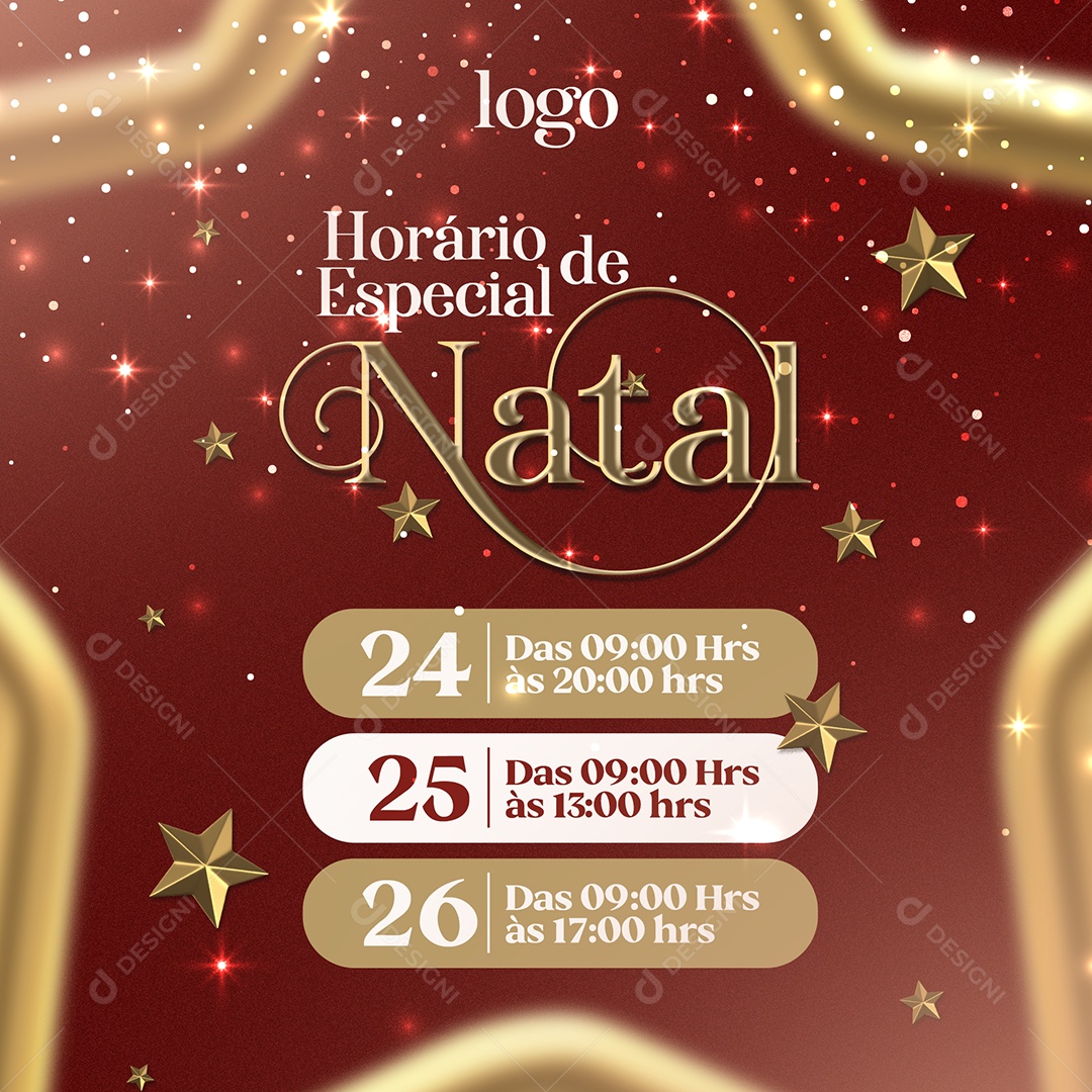 Horário Especial De Natal Social Media PSD Editável