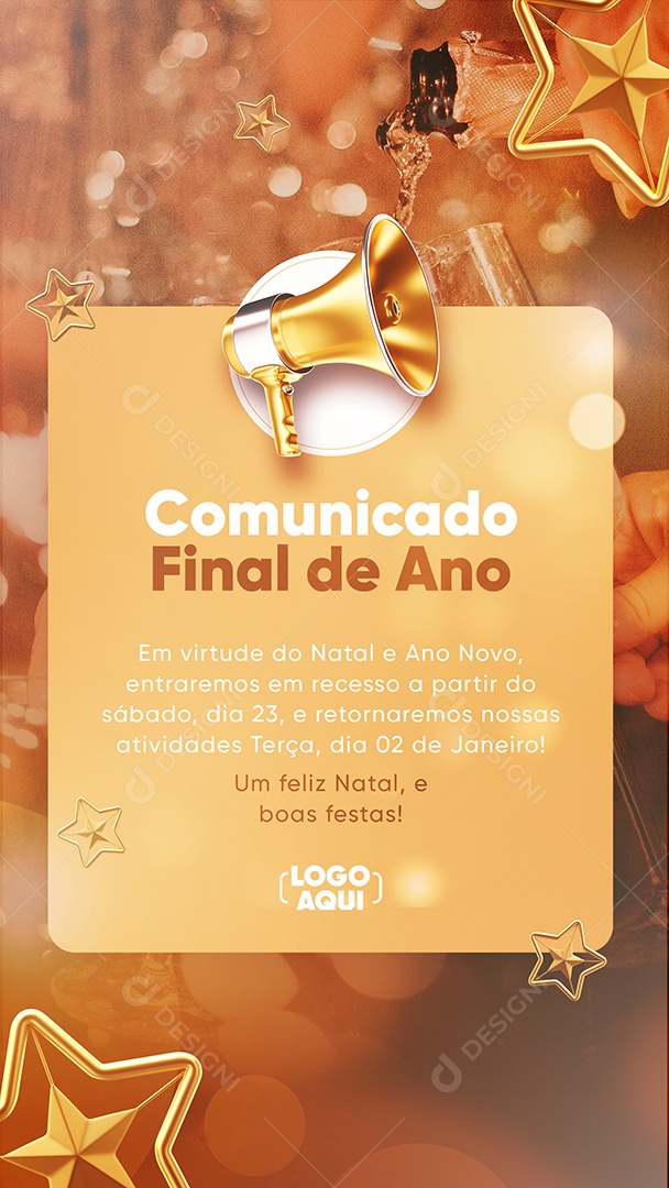 Social Media Story Comunicado Fim De Ano PSD Editável
