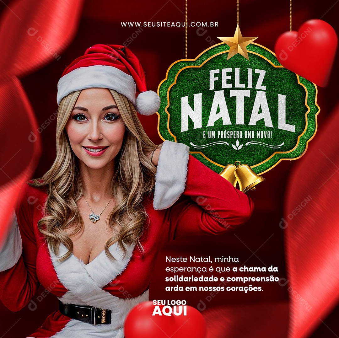 Feliz Natal Minha Esperança que é a Chama da Solidariedade Social Media PSD Editável