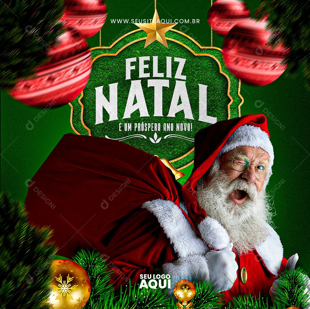 Feliz Natal e Um Próspero Ano Novo Social Media PSD Editável