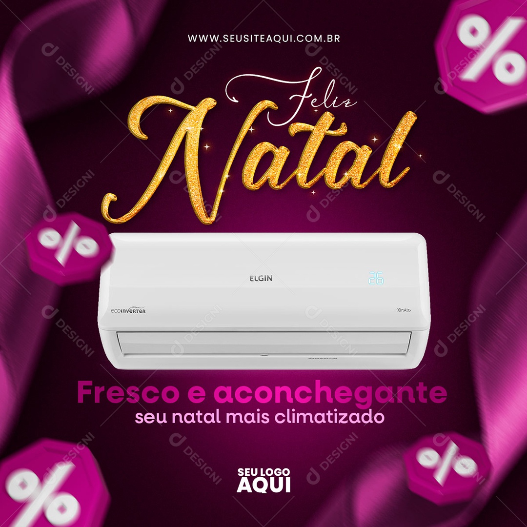 Feliz Natal Fresco e Aconchegante mais Climatizado Social Media PSD Editável