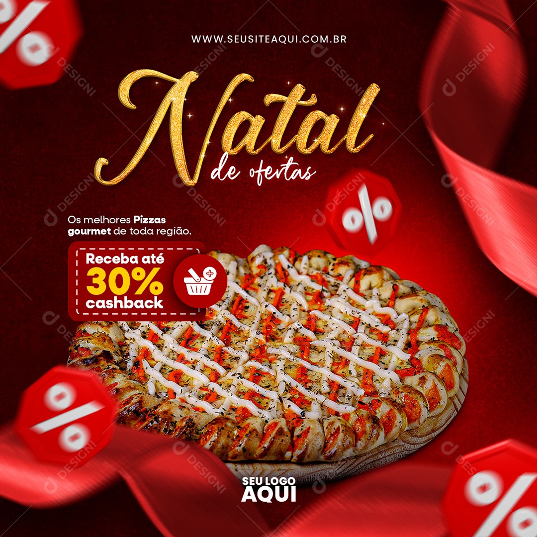 Natal de Ofertas os Melhores Pizas Goumert de toda Região Social Media PSD Editável