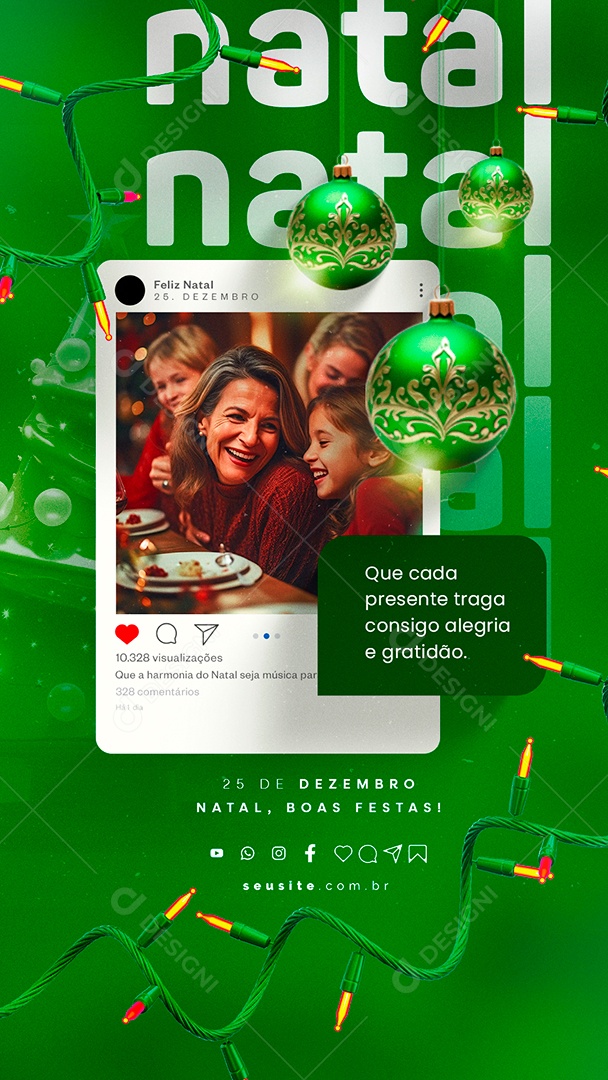 Story Feliz Natal Que Cada Presente Traga Consigo Alegria e Gratidão Social Media PSD Editável