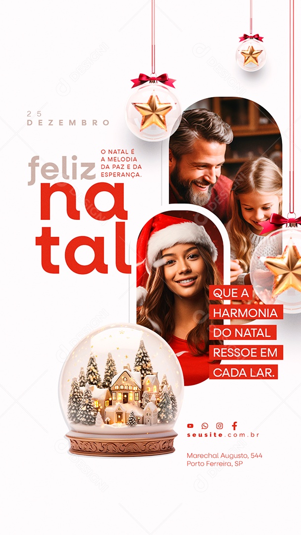 Story Feliz Natal Que a Harmonia do Natal Ressoe em Cada Lar Social Media PSD Editável