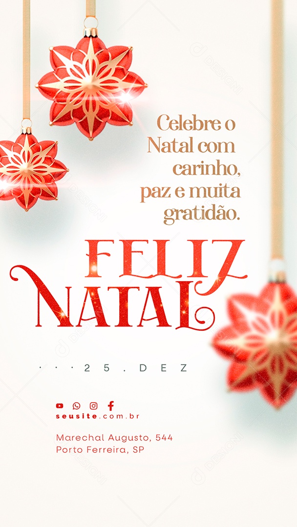 Story Celebre o Natal com Carinho Paz e Muita Gratidão Social Media PSD Editável