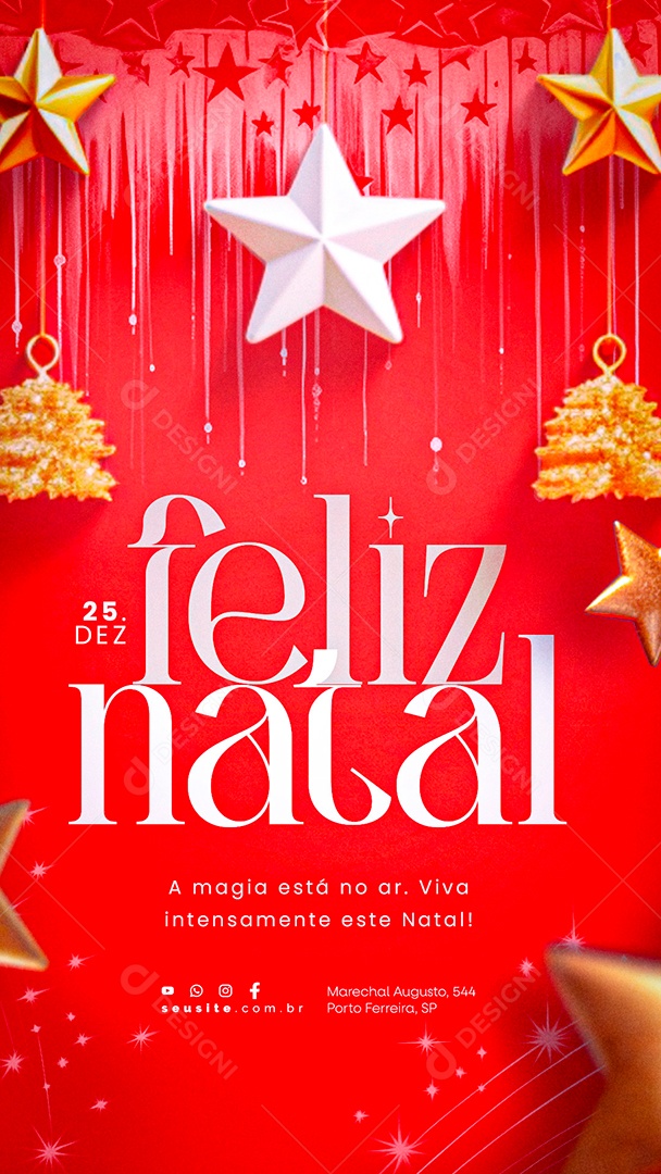 Feliz Natal A Magia Está no Ar Viva Intensamente Este Natal Social Media PSD Editável