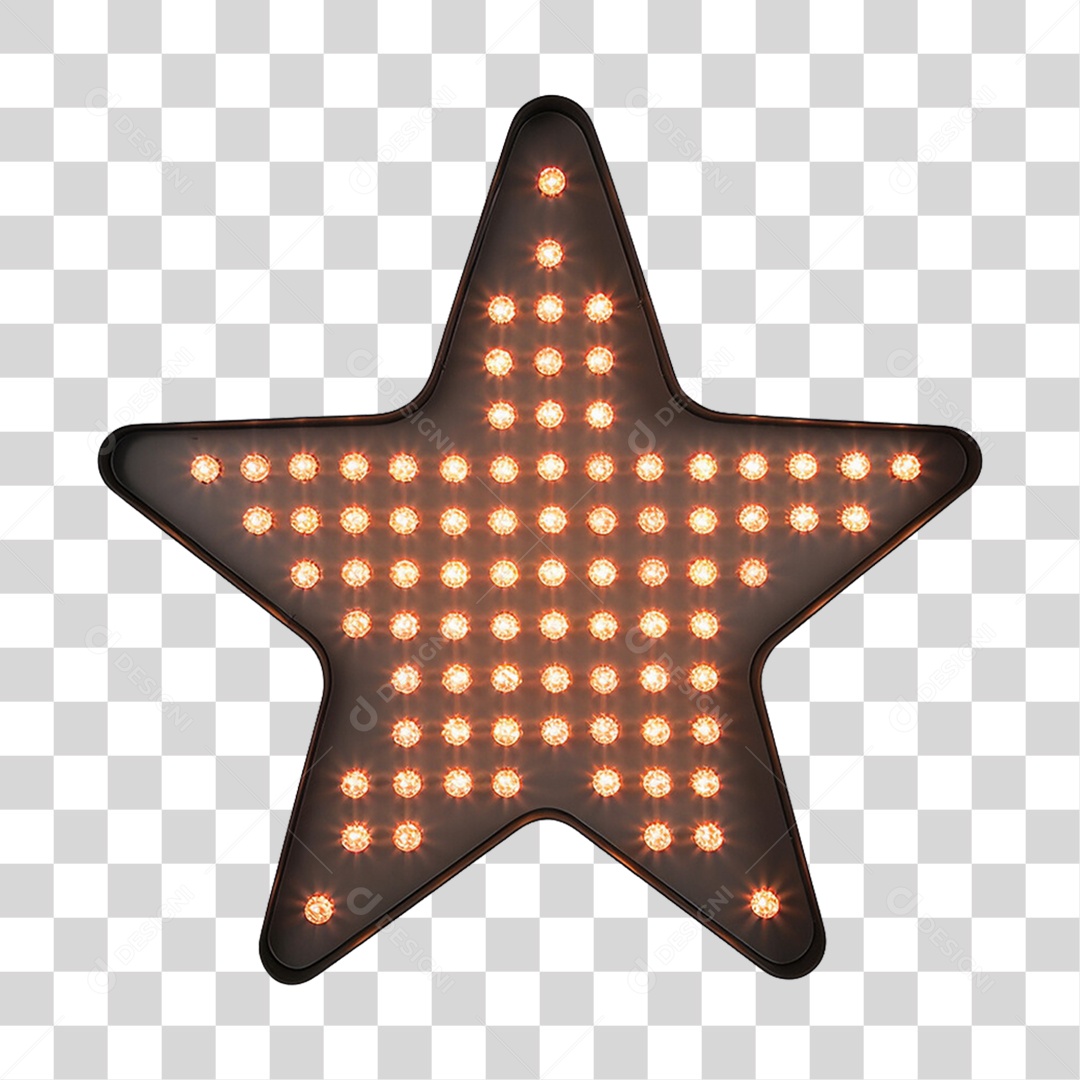 Placa de Metal Estrela com Neon e Luzes PNG Transparente