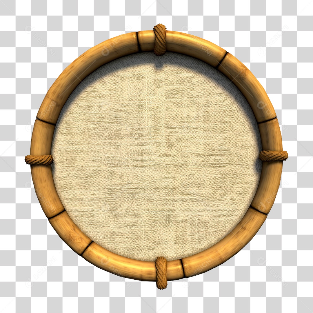 Placa Redonda de Bambu PNG Transparente